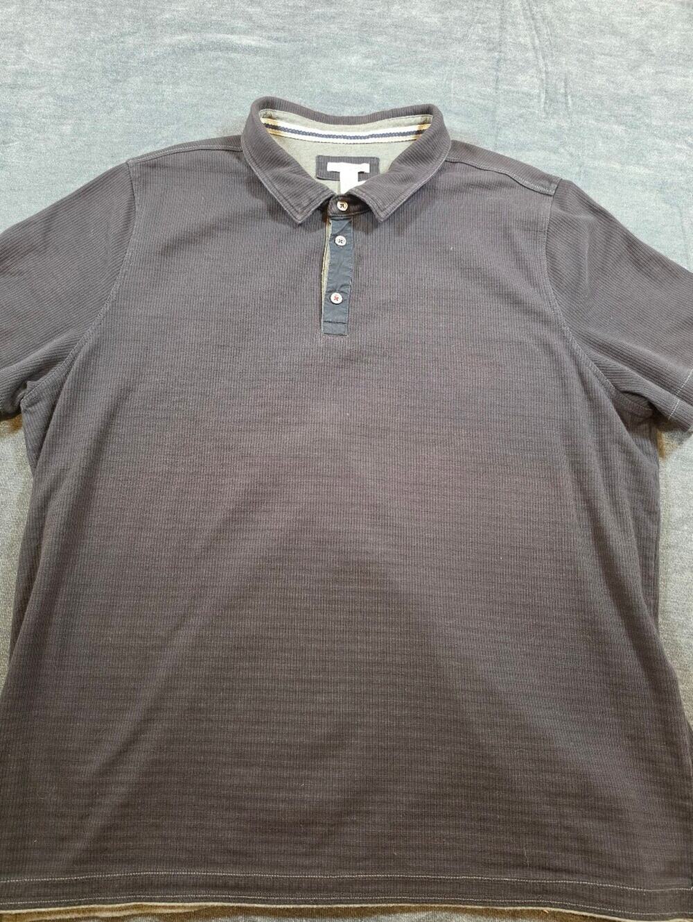 Men's 2XLT / XXL Tall Dark Charcoal Gray Waffle Knit Cotton Polo Shirt 3-Button